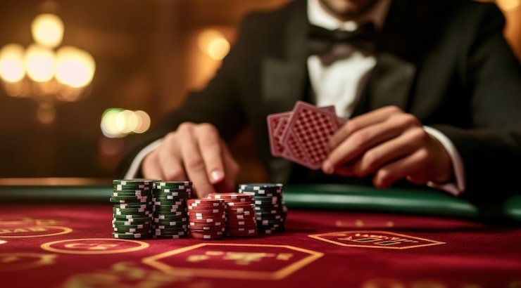 Meja blackjack langsung dengan dealer profesional di capjikia